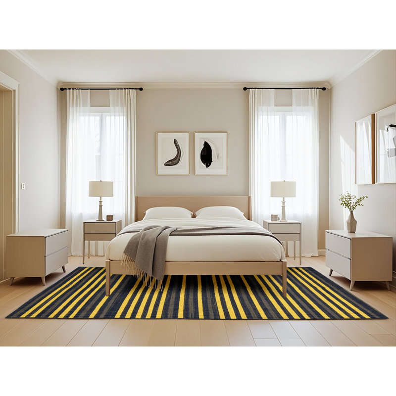 Machine Washable Horizontal Stripes Gray Area Rug, Rectangle 5' x 8'