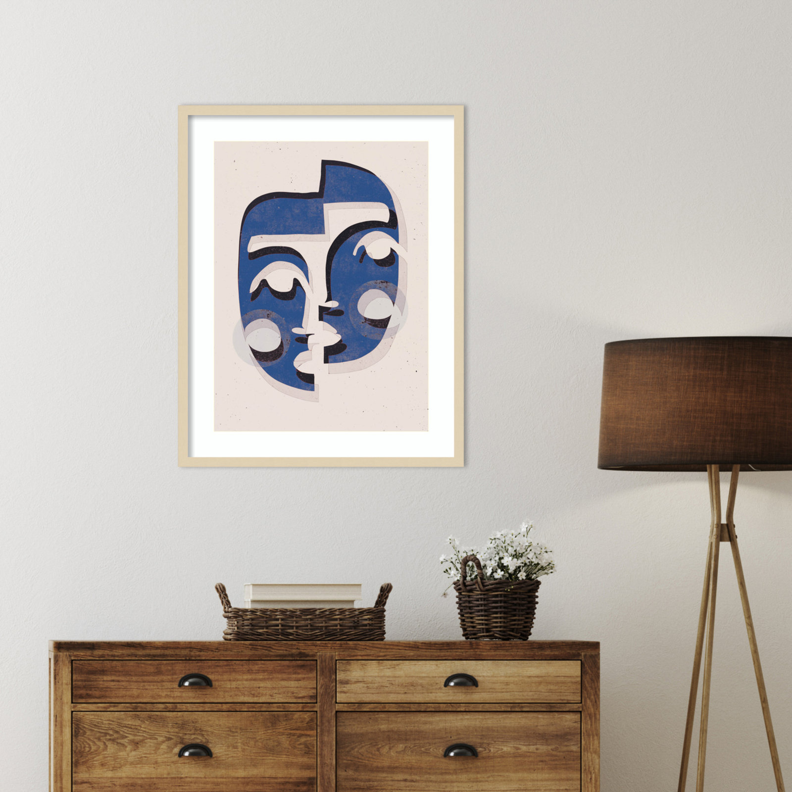 The Blue Mask by Treechild, Brown, 33" H x 26" W