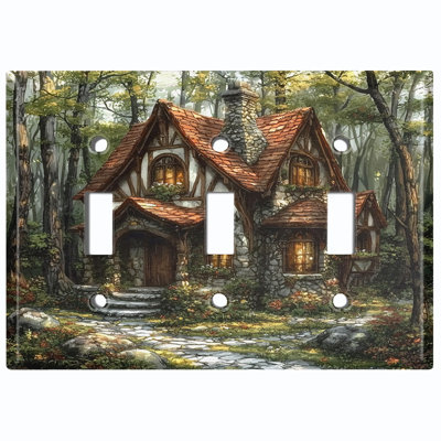 Couvercle de plaque d'interrupteur en métal; Bascule à 3 bandes US standard - Forest Cottage