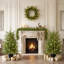 Ensemble de sapin de Noël en pot Everglow préilluminé en 4 pièces avec couronne, guirlande et lumières