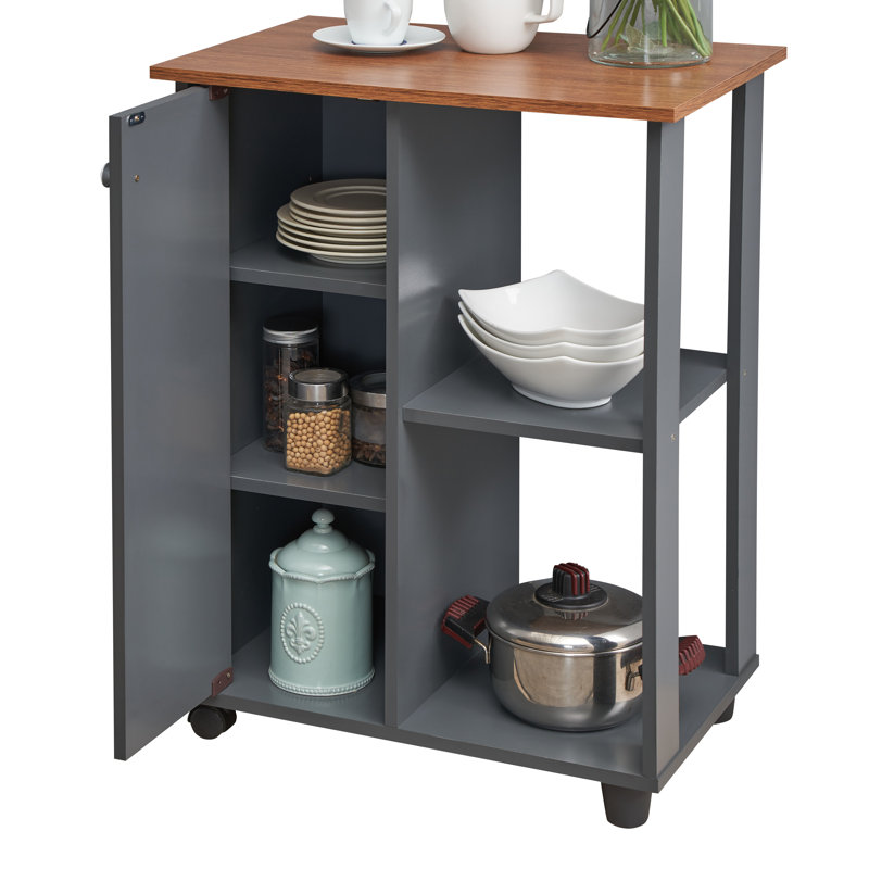 Alberto Wood Kitchen Cart, Gray/Oak