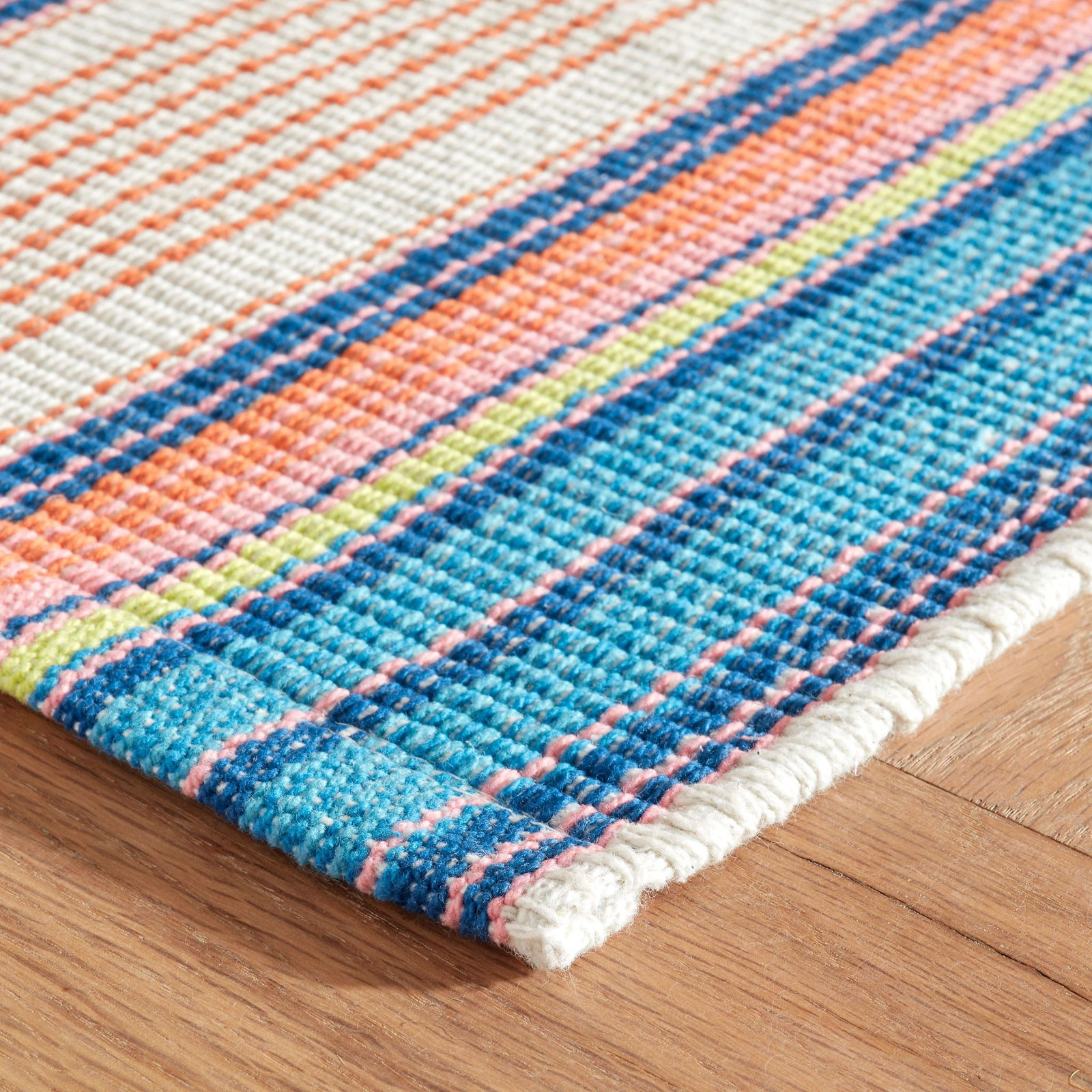 Sloane Stripe Sunset Handwoven Cotton Rug, Rectangle 7'6" x 9'6"