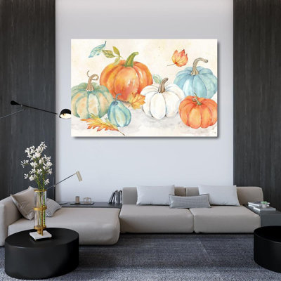 Rosalind Wheeler Coulter, Cynthia Gallery Wrapped Canvas Art Titled: Pumpkin Patch Landscape RB14209CC