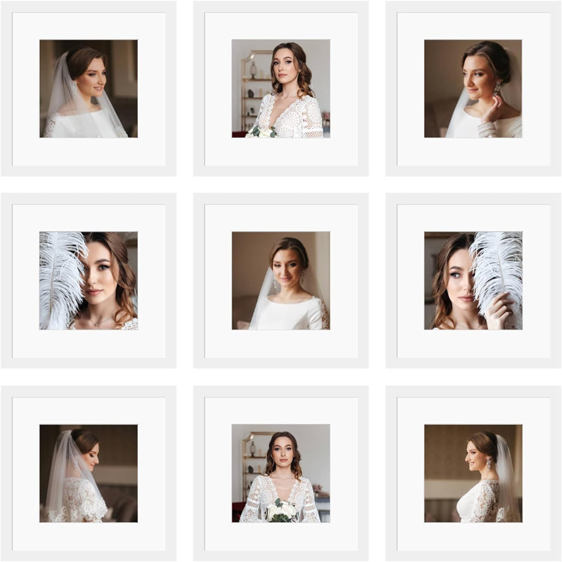 Set Of 9 White 12x12 Picture Frames