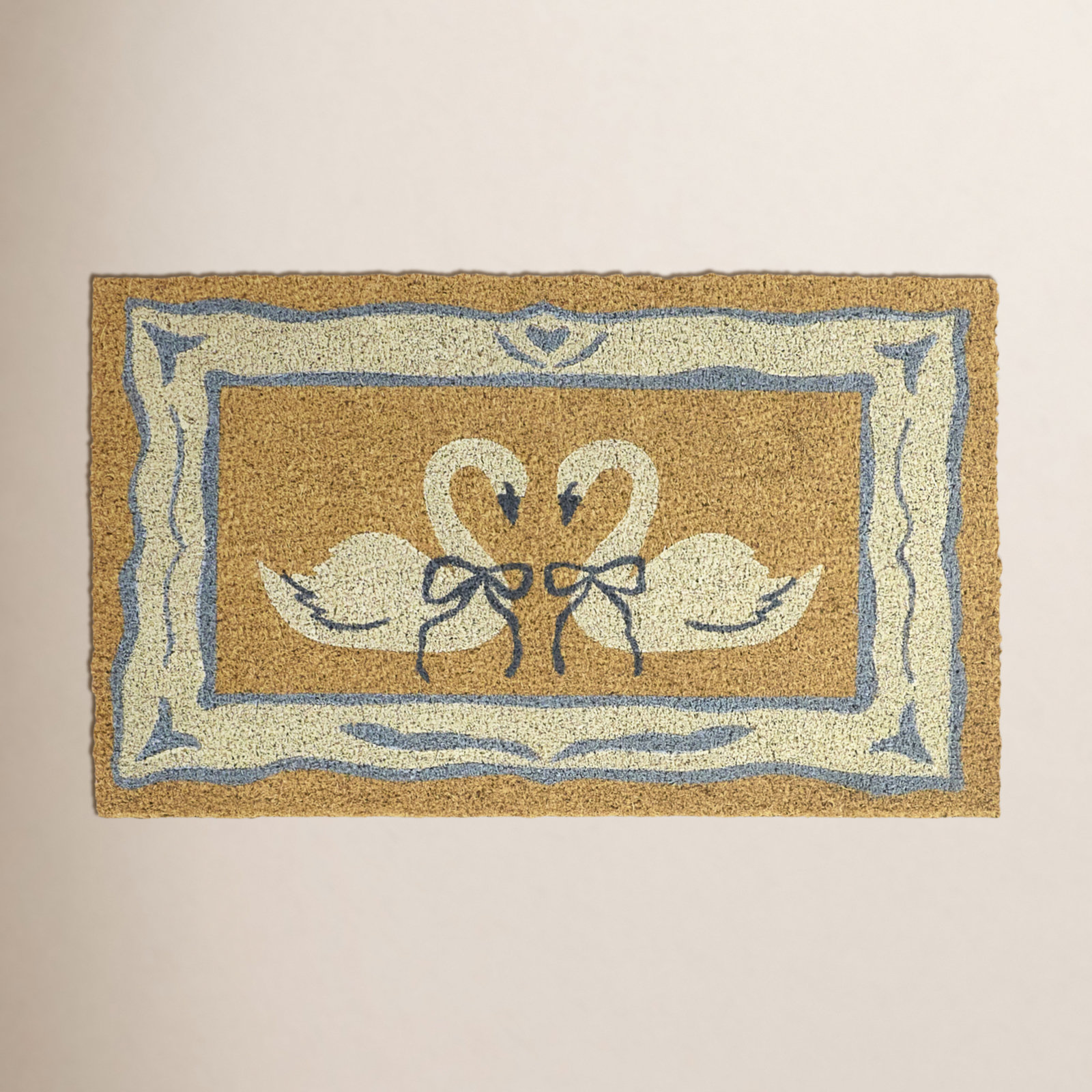 Ribbon Swans White Animal Doormat