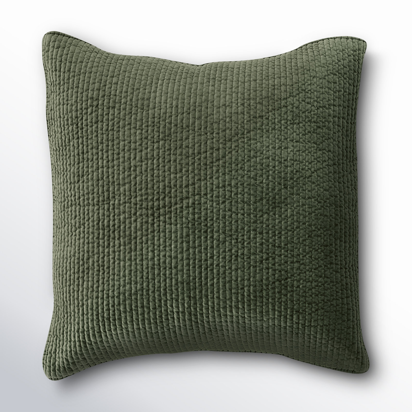 Kobie Stonewashed Cotton Quilted Modern Rustic 1 Piece Pillow Sham, Euro, Fern Green