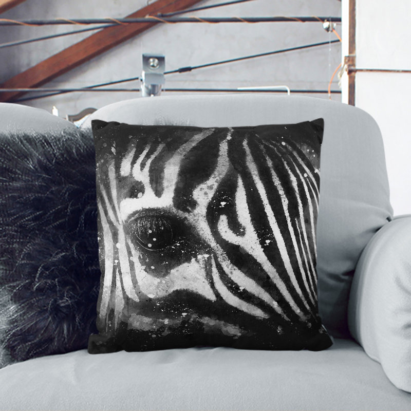 Zebra Vol.1 Paint Splash Square Throw Cushion, 40cm H x 40cm W x 15cm D