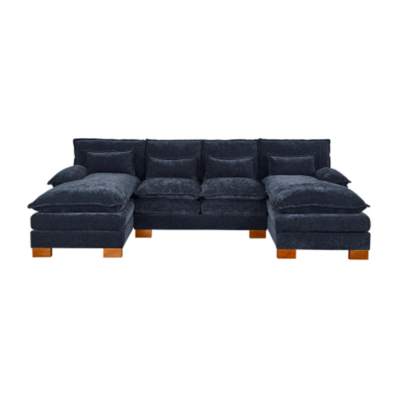 Canapé en chenille avec canapé double, Bleu