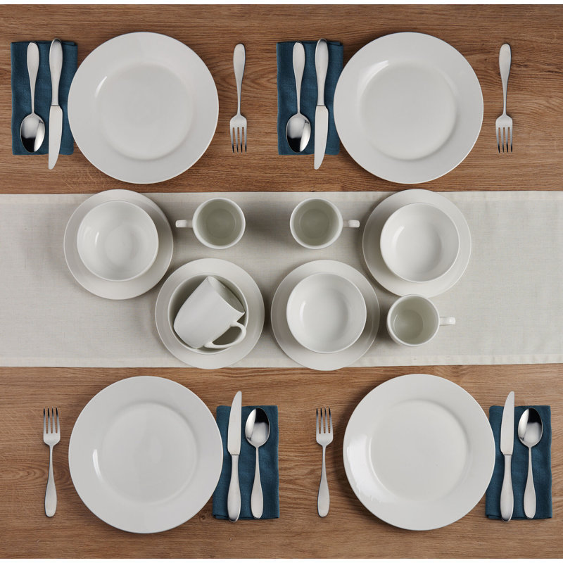 Kendall 16-Piece Porcelain Dinnerware Set-Service For 4