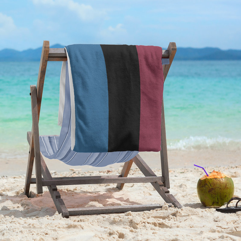 Columbus Lightweight Beach Towel, Microfiber, Blue/Black/Burgundy