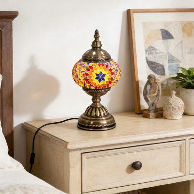 Lampe de table à 1 lumière en mosaïque de style tournesol 5 "Tiffany (ampoule incluse)