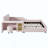  Velvet Upholstered Grounded Platform Bed, Mother & Child Bed with Bedside Desk, Storage Shelf and Round Stool for Kids Bedroom-2021531422-2021531392