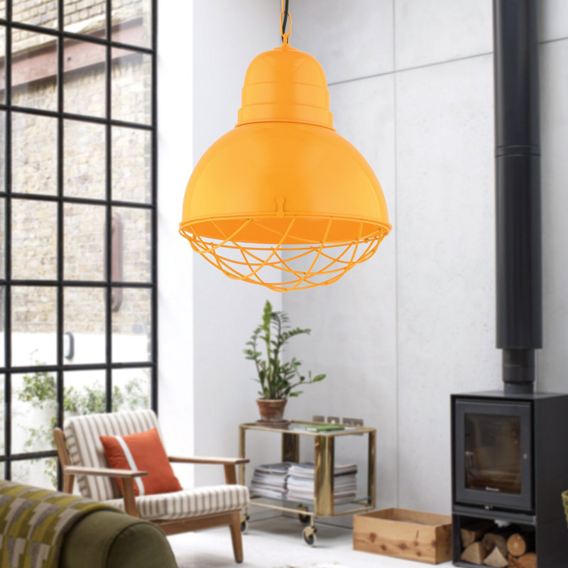 Élégant lustre jaune avec hauteur réglable, structure en métal, 11,8 po x 11,8 po | Plaque de base: 3,7 po x 2 po | Douille E27 de 40 W maximum (ampoule non incluse) | Parfait pour la salle à manger et les espaces de vie, design élégant