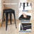Set of 4 Stackable Backless Metal Bar Stools, Indoor/Outdoor Kitchen Counter Stools, Industrial Home Dining Chairs-117247553