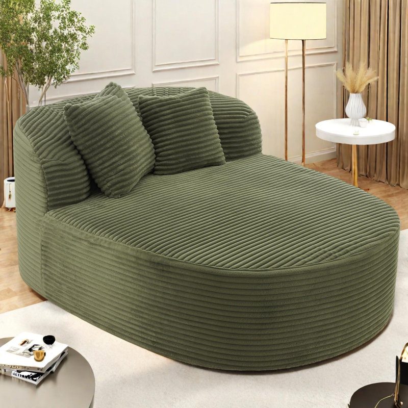 Canapé-lit moderne de 51,6 po avec deux coussins de soutien pour le salon, Vert