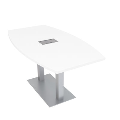 Boat Shaped Conference Table with Double Metal Post Base | Electrical Unit