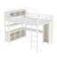 Grand lit mezzanine en métal avec bureau en L, garde-robe et tablettes, lit mezzanine haut avec rangement pour adolescents et adultes peu encombrant