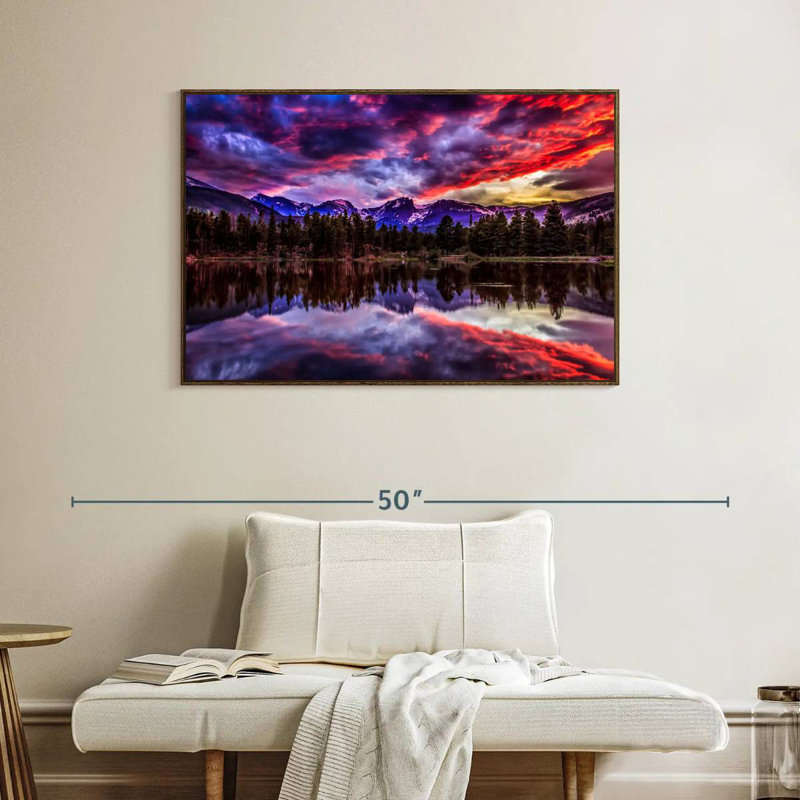 Rocky Mountain Reflection, Floating Frame Walnut, 40" X 27"