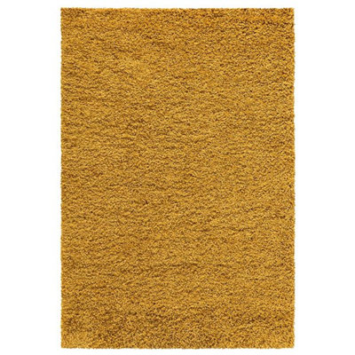 Verona Thick Ochre Shaggy Area Rug – Soft Pile, Non-Slip, Durable Polypropylene Carpet for Living Room, Bedroom & Hallway