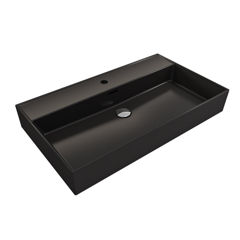Milano 31.69'' L Bathroom Sink, Matte Black, 8" Widespread
