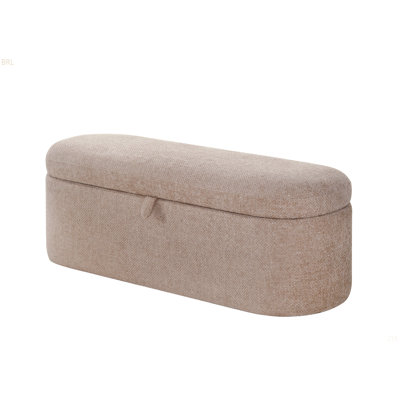 1pièce Banc de rangement fonctionnel et spacieux Compartiment caché Siège rembourré en bois robuste Tissu d'ameublement de la chambre à coucher Entrée du salon Espaces de vie Tweed