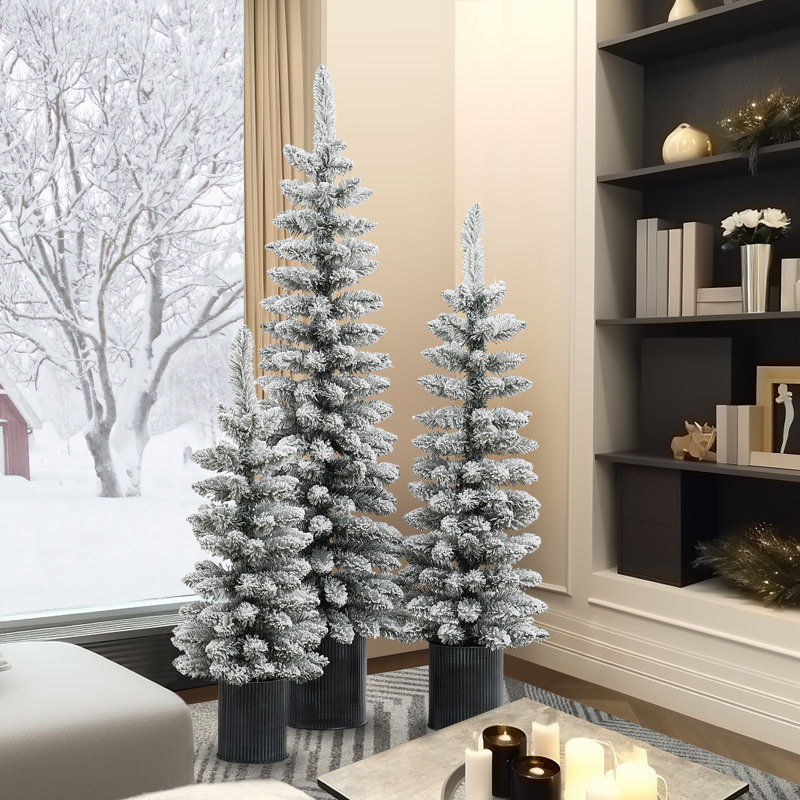 Sapin de Noël enneigé Heldur (ensemble de 3)