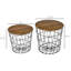 2 tables gigognes de rangement, tables d'appoint rondes pour l'intérieur, noir / brun, et design classique de 2, chambre à coucher, plateaux amovibles, construction économe en espace