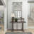 Karlstad Cream Wood Vintage Scrolled Window Pane Room Wall Mirror with Arched Top and Columns 52" x 37"