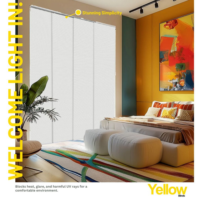 Adjustable Vertical Sliding Panel Track Blinds, Avalon White