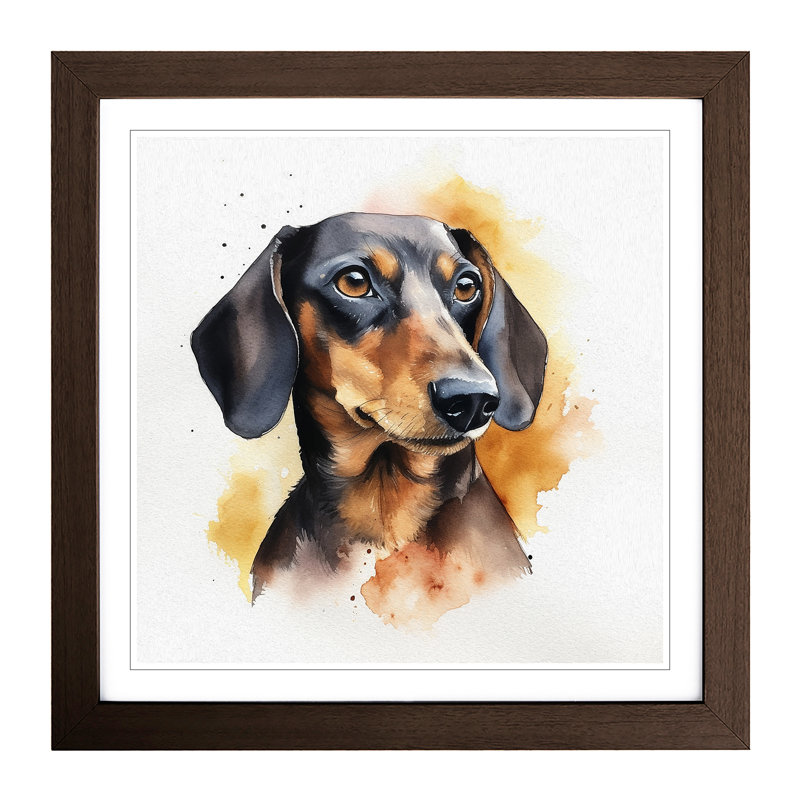 Dachsund Watercolour No.1 - Framed Print, Walnut
