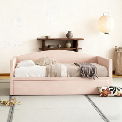 Daybed with Extended Pop Up Trundle, Upholstered Sofa Bed Daybed,
