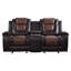 Causeuse inclinable moderne de luxe moderne avec console centrale et revêtement en similicuir de qualité supérieure pour un salon formel confortable