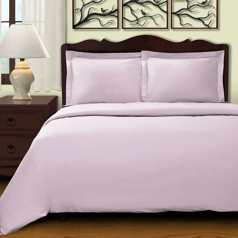 Ensemble de housse de couette lavable 100% coton 200 fils Blue Queen, Housse de couette pour très grand lit et 2 taies , Rosé