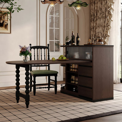 Table de salle à manger à îlot rétractable de style rétro français 74,21 "