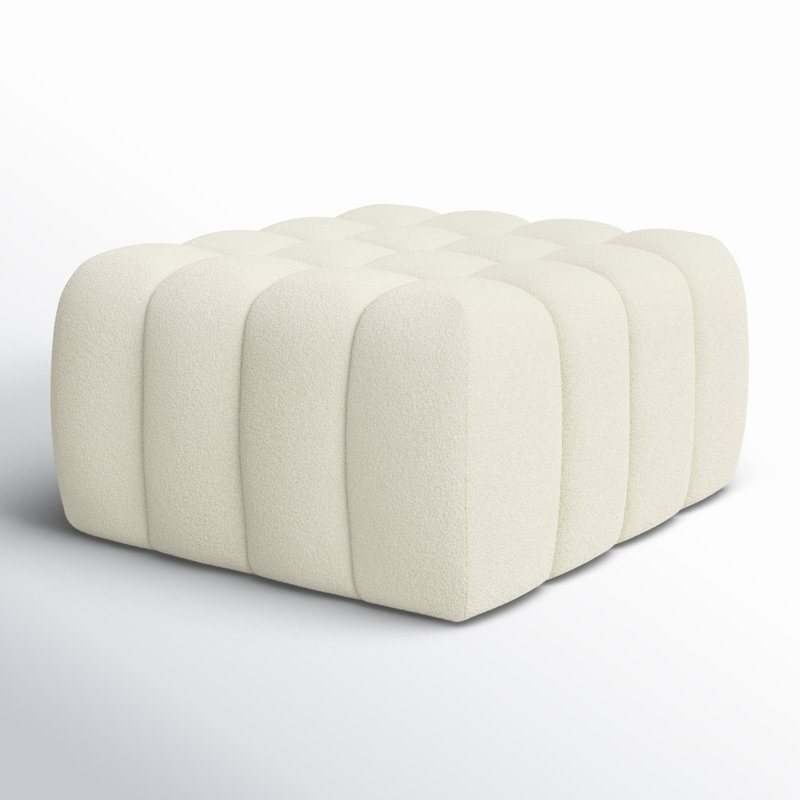 Repose-pieds de cocktail rectangulaire capitonné de 35,6 po de largeur , Crème