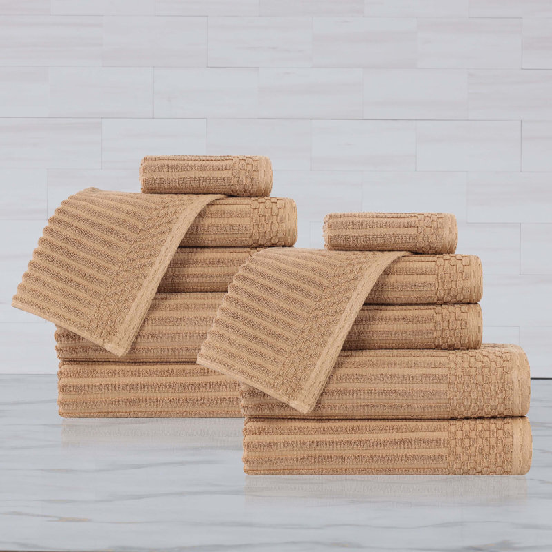 Ruvins 12 Piece 100% Cotton Towel Set, Coffee