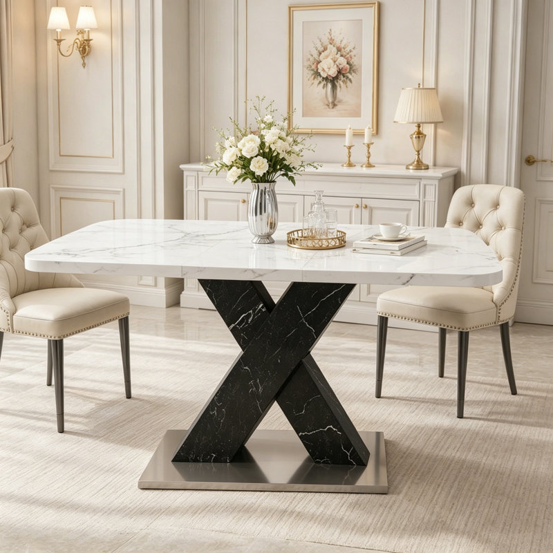 Table de salle à manger extensible Modern Modern, White/Black