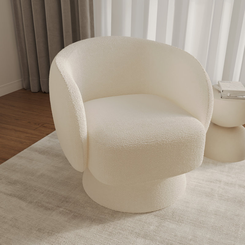 Fauteuil d'appoint pivotant Taccarra, Boucle blanc