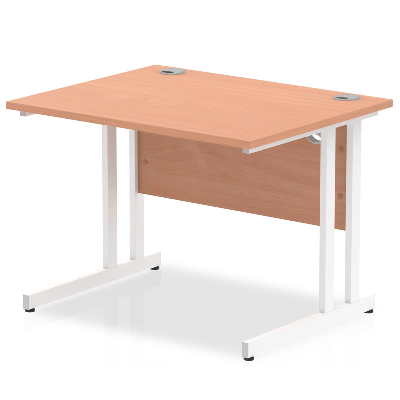 Ladajah Metal Base Computer Desk, Maple, 73cm H x 100cm W x 80cm D, White