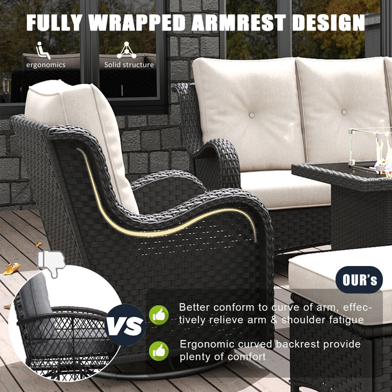LayinSun Outdoor Seating Group With Cushions, Beige, No, Black