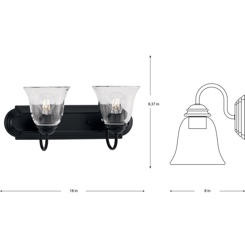 2 - Light Dimmable Vanity Light, Black