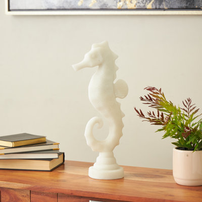 Sculpture Cole and Grey Polystone Sea Horse avec détails chatoyants