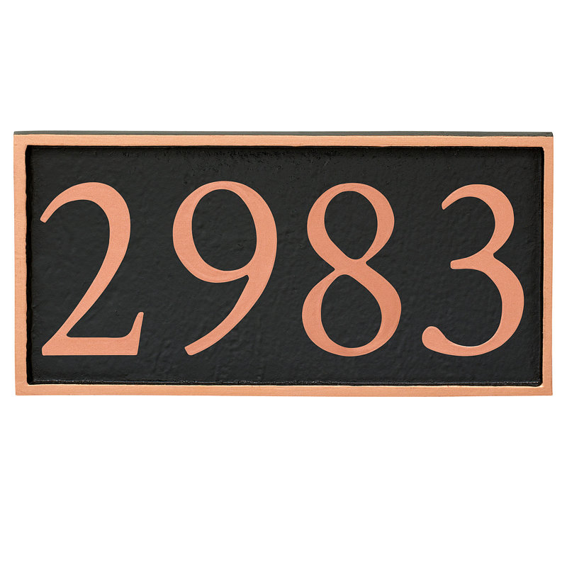 Plaque d'adresse murale 1 ligne Serif, Noir, Cuivre