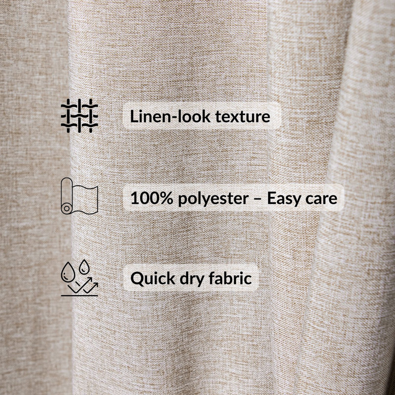 Extra Long Shower Curtain Taupe Linen Look 71 x 79 inches