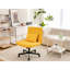 Chaise de bureau sans accoudoirs en lin jaune Cross avec roulettes, idéale pour le bureau à domicile et les espaces de maquillage. Stabilité accrue et rotation à 360° pour un maquillage confortable. Coussin et réglages ajustables.