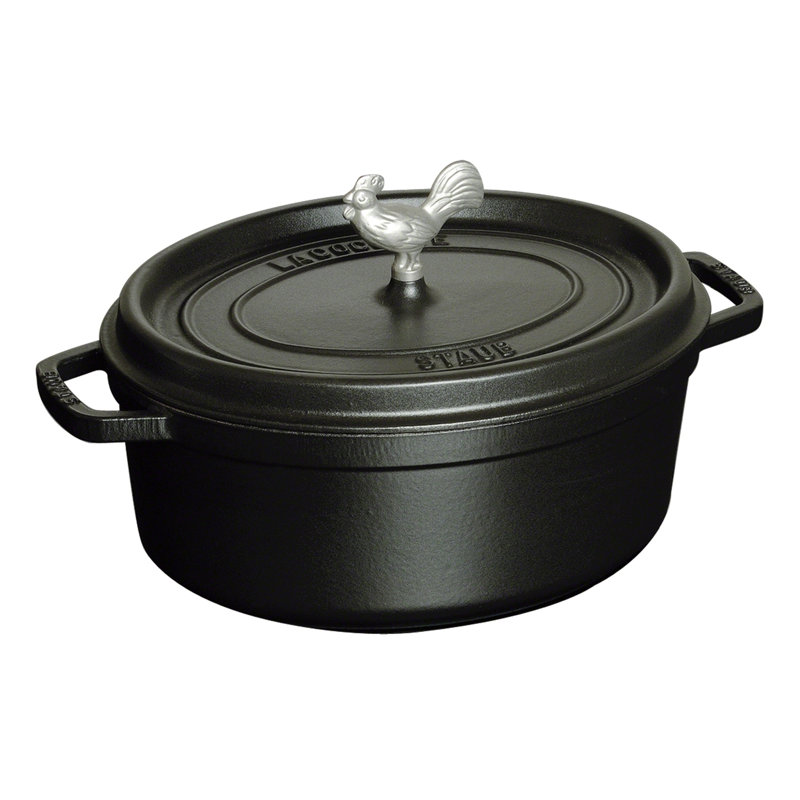 Staub Cast Iron Coq au Vin Cocotte, Black Matte, 5. 75 quarts