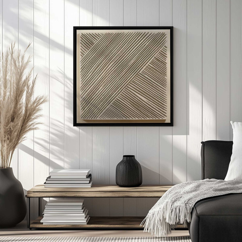 Modern Linear Illusion I Canvas Print, 32.75" H x 32.75" W x 1.75" D, American Maple Floater Framed