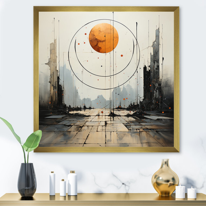 Pleine lune Révélations - Illustration rétro, H 30 po x l 30 po x P 1 po, Cadre doré à une seule photo