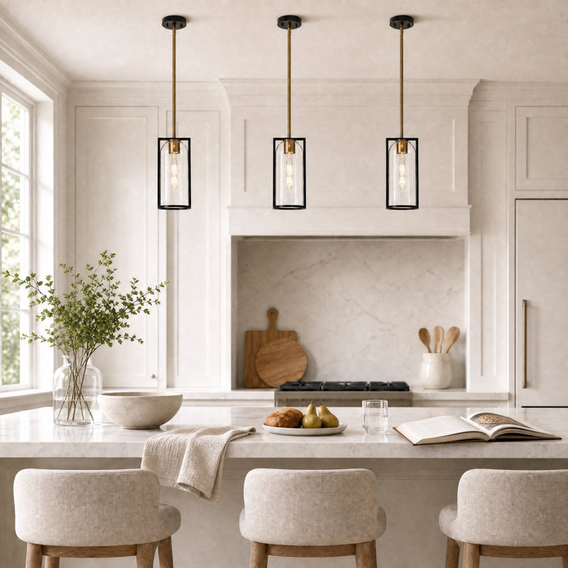 Sandrell 1-Light 12" H Gold/Black Pendant