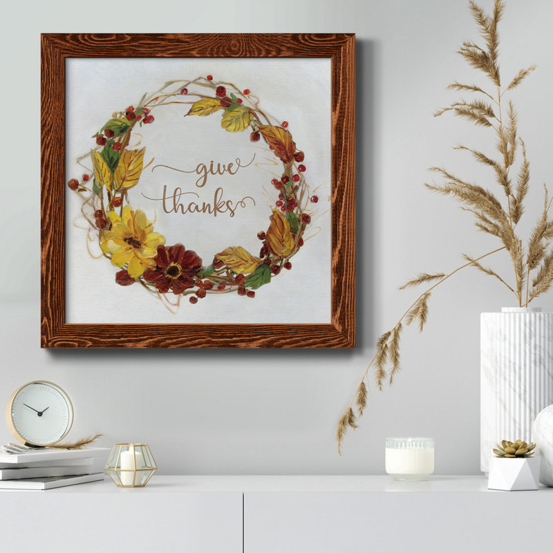 «Pumpkin in Fall Wreath», art textuel sur toile, H 31,5 po x l 31,5 po x P 1,5 po, Érable